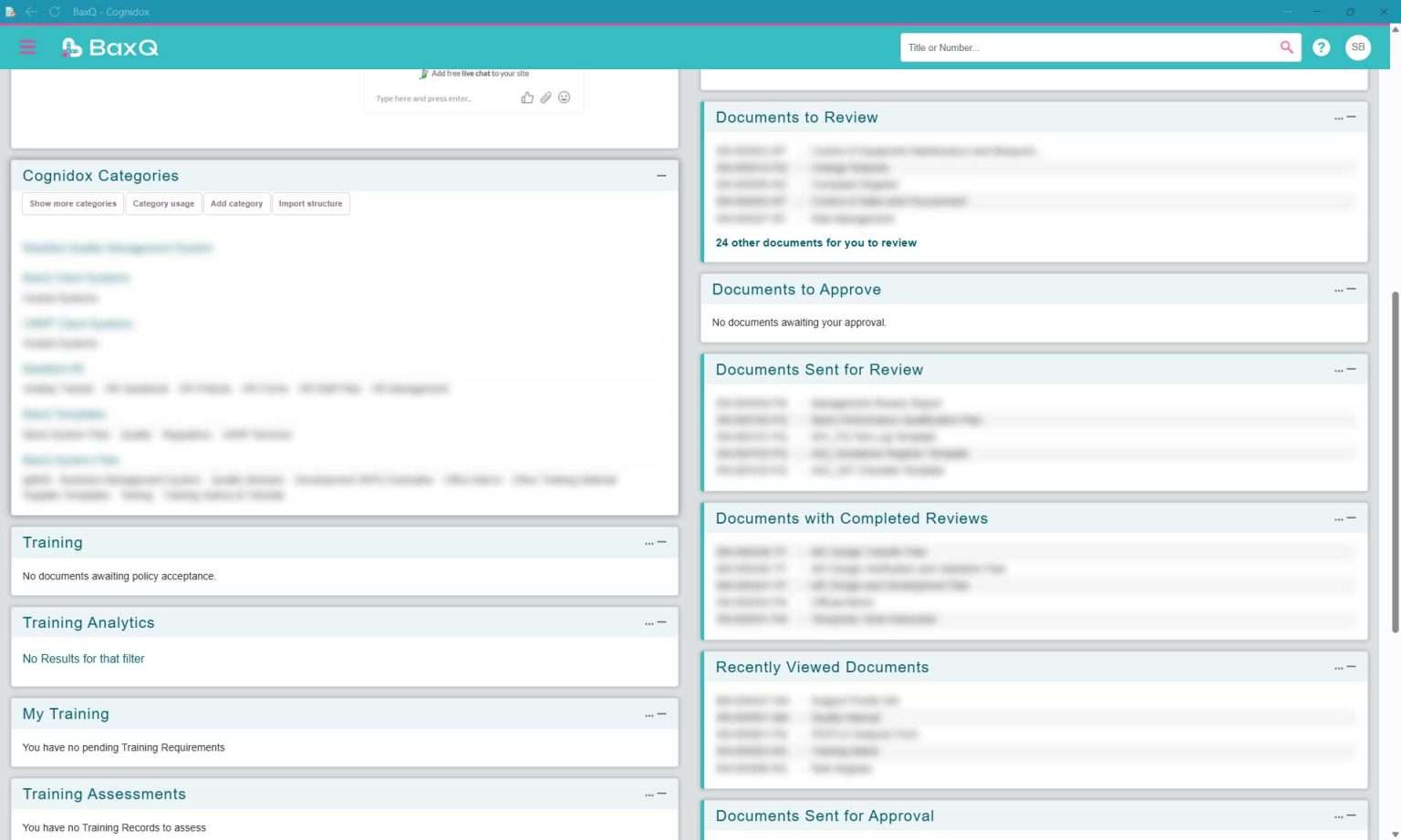 BaxMed BaxQ platform screenshot showing notifications